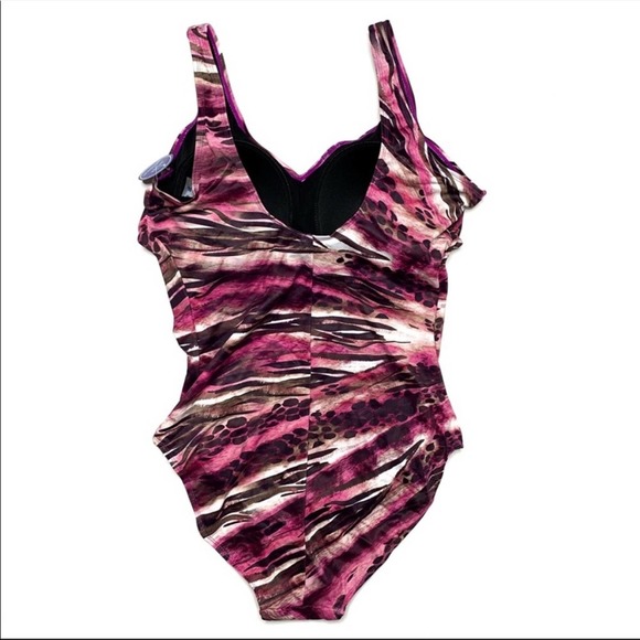 Swimsuits For All Pink & Brown Cyclone One Piece Swimsuit Plus Size 14 - Picture 4 of 9